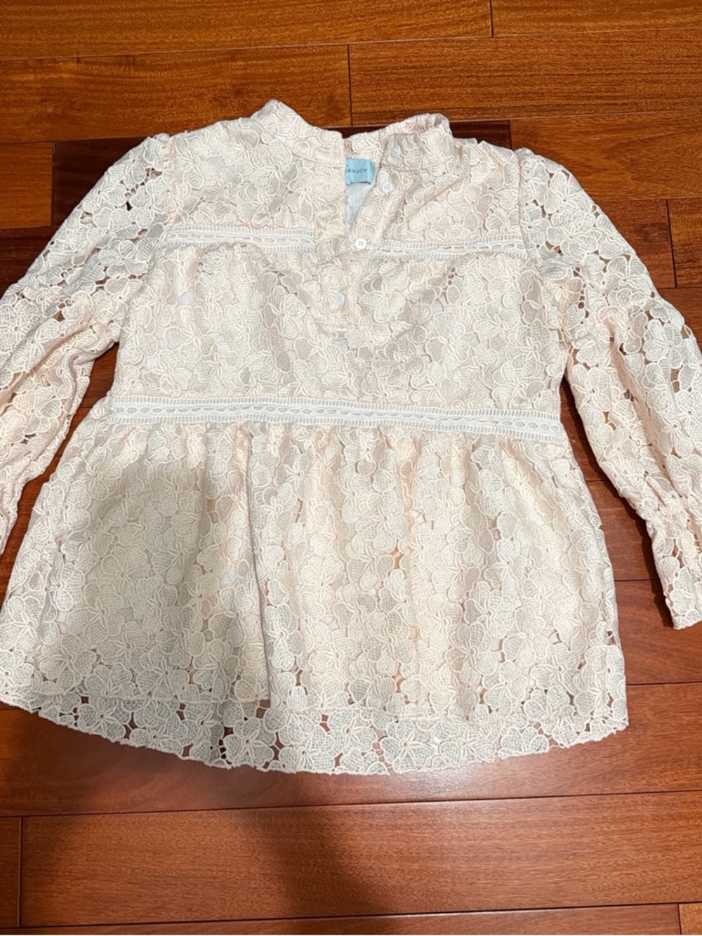 Tuckernuck Lace Peplum Blouse in light pink